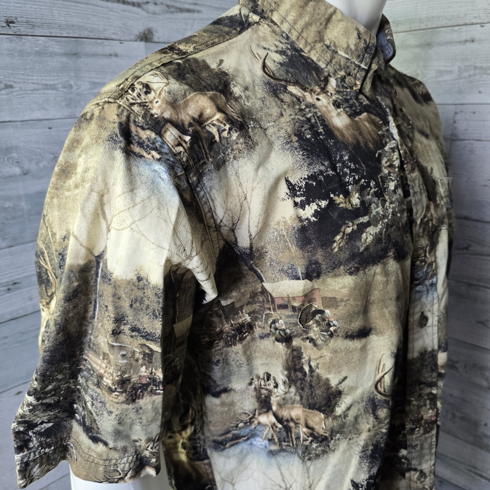 RedHead Deer Wildlife Hunting Camo Cotton Button Down Shirt Large - Picture 7 of 13